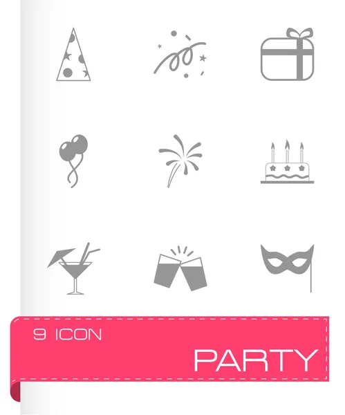 Vector black party icons set — Stock Vector