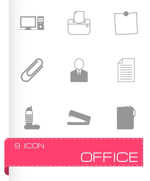 Vector zwarte office icons set — Stockvector