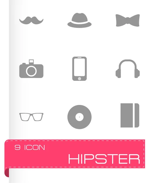 Набор векторных чёрных икон хипстеров — стоковый вектор