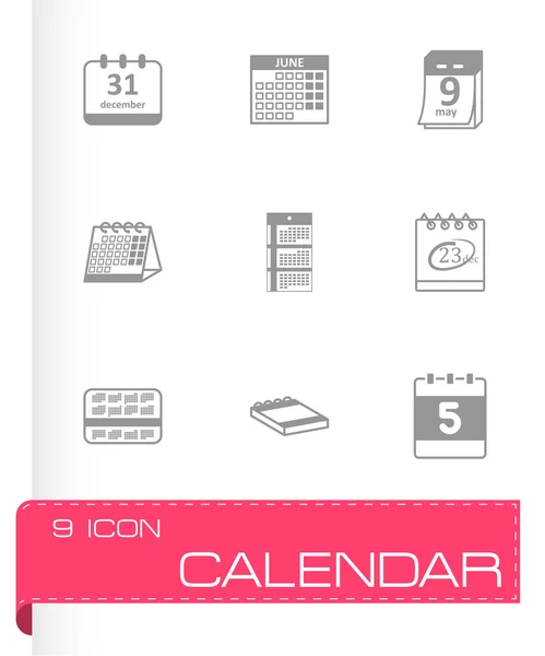 Vector zwarte kalender icons set — Stockvector