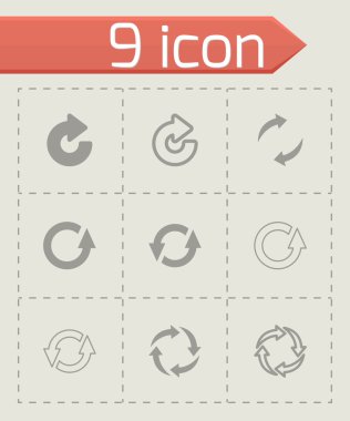 Siyah vektör yenileme Icon set