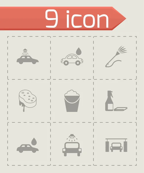 Vector black car wash  icons set — Stock Vector