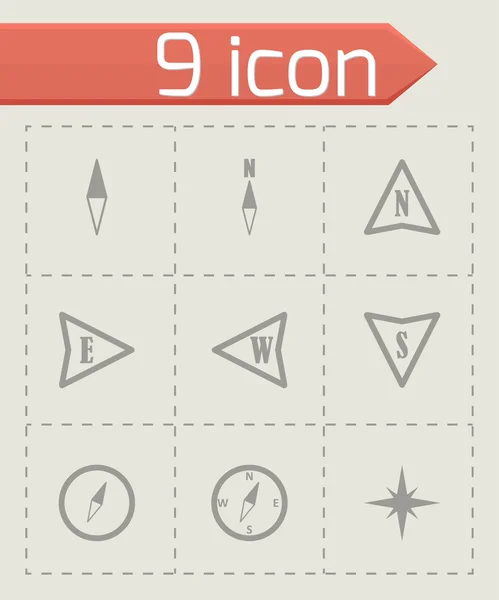 Vector black compass  icons set — Stock Vector