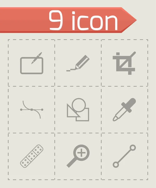 Conjunto de iconos de diseño gráfico negro vectorial — Vector de stock