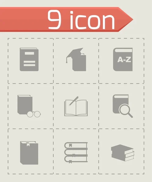 Vector black schoolbook icon set — Stock Vector