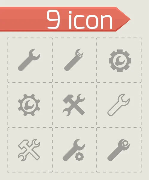 Vector black settings wrench icon set — Stock Vector