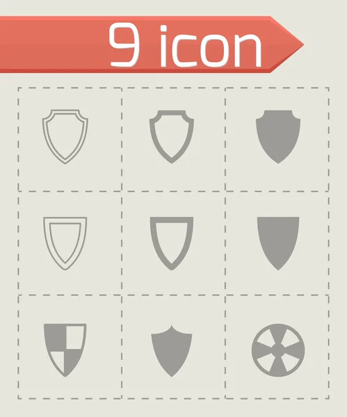 Conjunto de iconos de escudo negro vector — Vector de stock