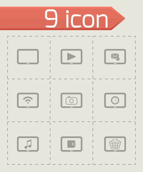 Vector black tablet icon set — Stock Vector