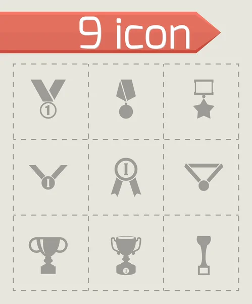 Conjunto de iconos de trofeo y premios Vector negro — Vector de stock
