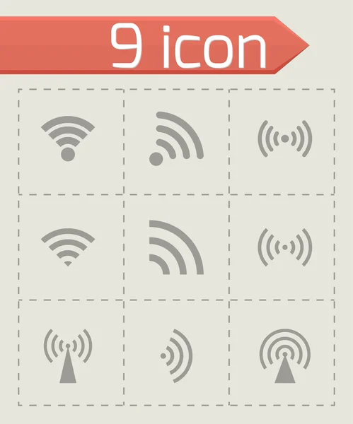 Set di icone wireless nero vettoriale — Vettoriale Stock