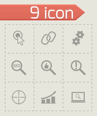 siyah vektör seo simgeler kümesi