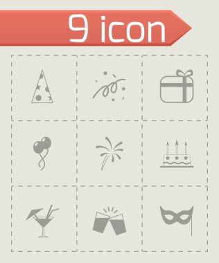 siyah vektör parti simgeler kümesi