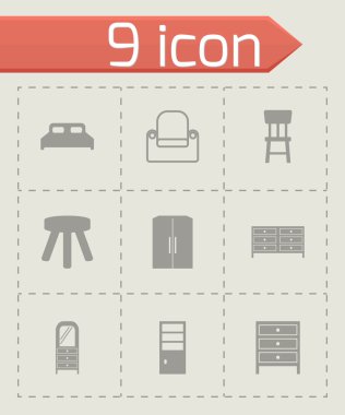 siyah vektör mobilya simgeler kümesi