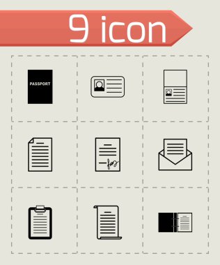 siyah vektör belge simgeler kümesi