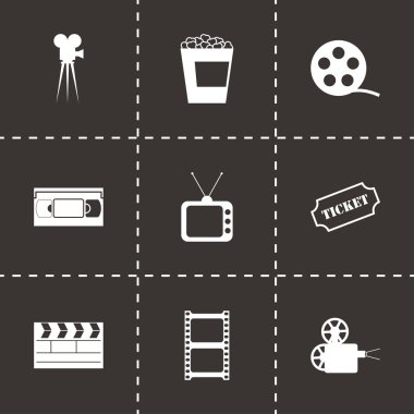 siyah vektör sinema simgeler kümesi