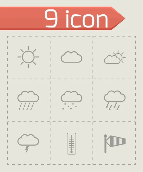 Vector black weather icons set — Stock Vector