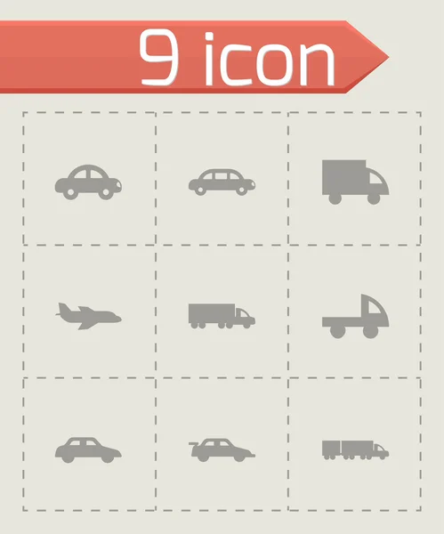 Vector black vehicles icons set — Stock Vector