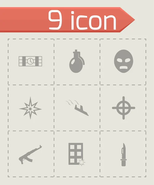 Vector black terrorism icons set — Stock Vector