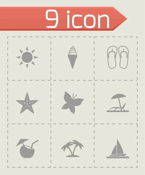 Conjunto de iconos de verano negro vector — Vector de stock