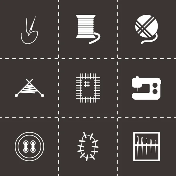 Vector black sewing icons set — Stock Vector