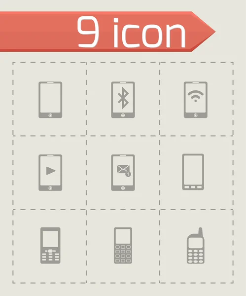 Vector black mobile icons set — Stock Vector