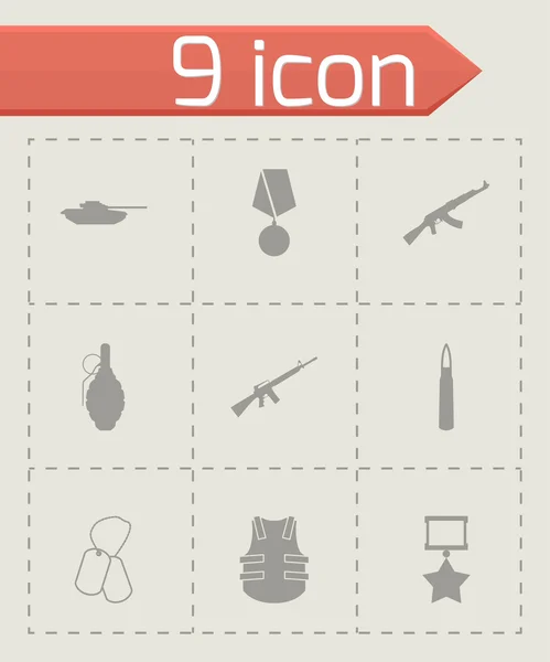 Vector black military icons set — Stock Vector