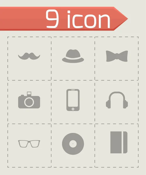 Vector black hipster icons set — Stock Vector