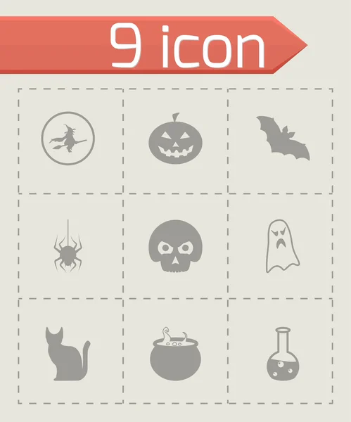 Vector black halloween icons set — Stock Vector