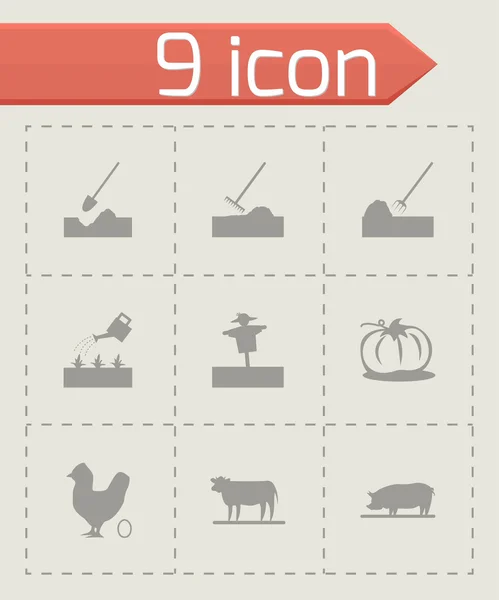 Conjunto de iconos de agricultura negro vector — Vector de stock