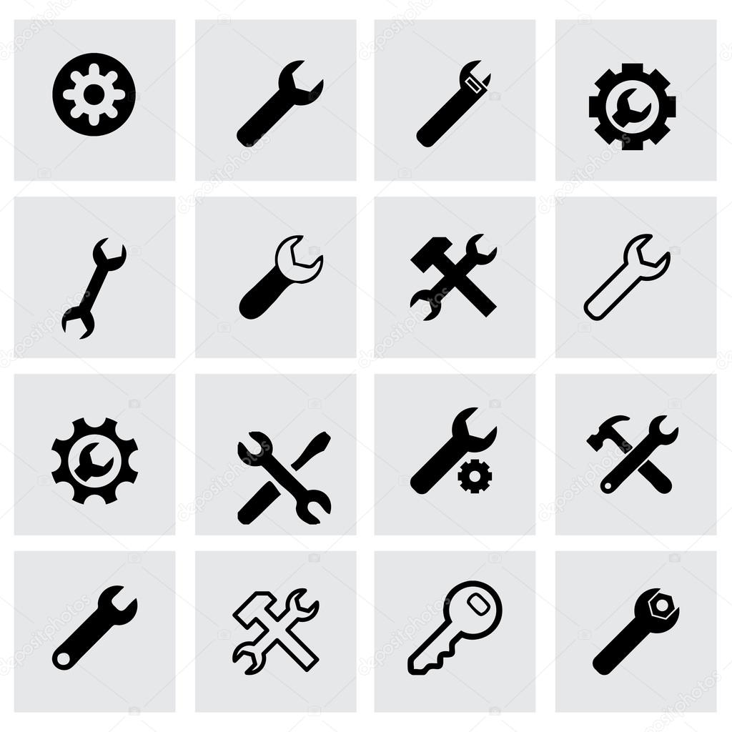 Vector settings wrench icon set