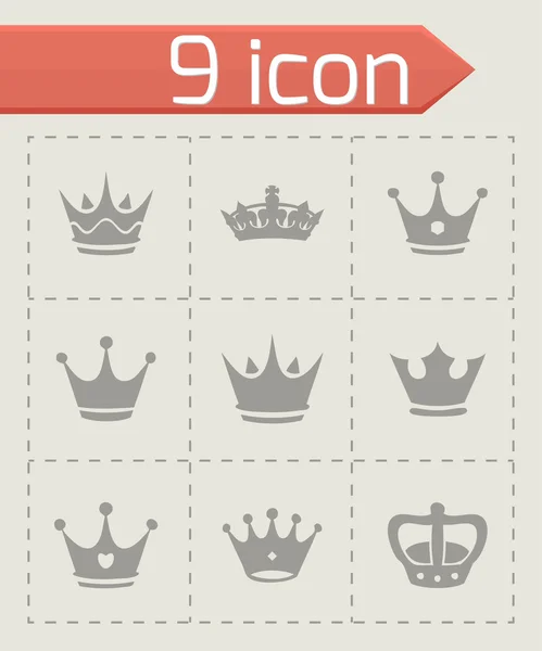 Vector crown icons set — Stock Vector