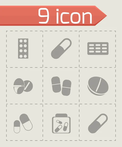 Conjunto de iconos de pastillas vectoriales — Archivo Imágenes Vectoriales