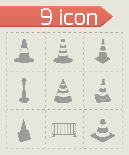 Conjunto de iconos de cono de tráfico vectorial — Vector de stock