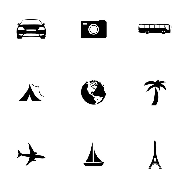 Conjunto de iconos de viaje negro vectorial — Archivo Imágenes Vectoriales