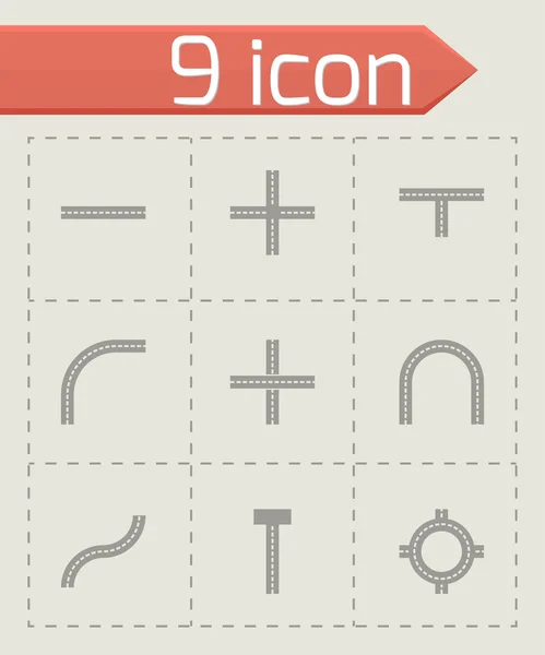 Vector road elements icon set — Stock Vector