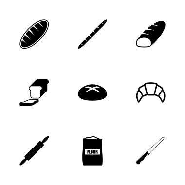 Vektör siyah ekmek Icon set