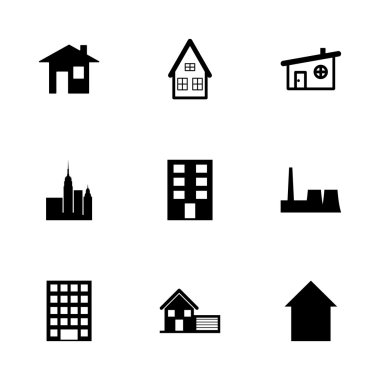 vektör siyah bina simgesini ayarla