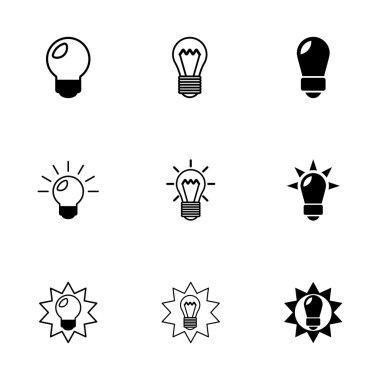 Vektör siyah ampuller Icon set