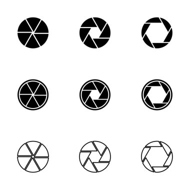 Vektör siyah kamera çekim Icon set