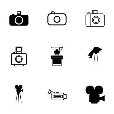 Vektör siyah kamera Icon set