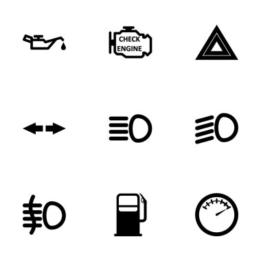 Vektör Siyah araba Pano Icon set
