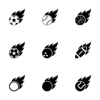 Vektör siyah dosya spor topları Icon set
