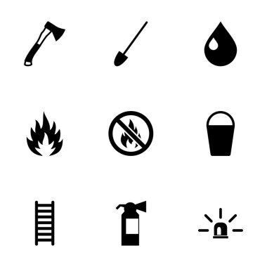 Vektör siyah itfaiyeci Icon set