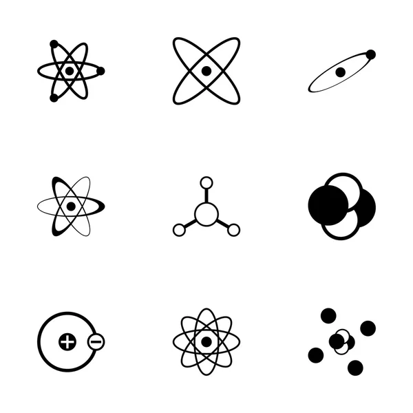 Vector black atom icon set — Stock Vector