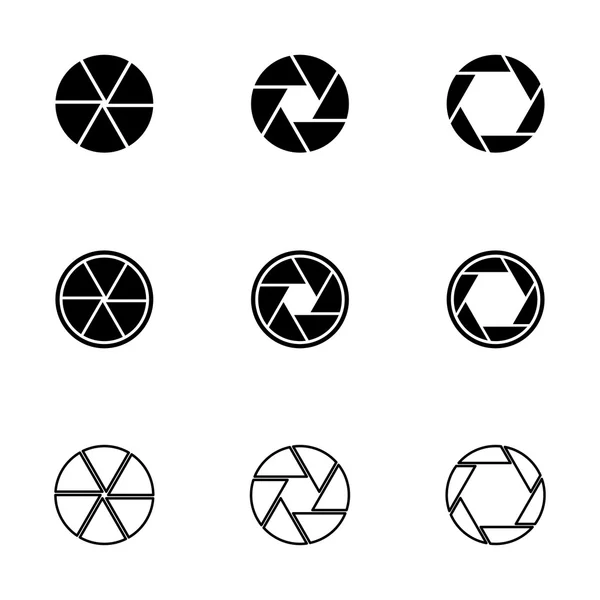 Ensemble d'icônes d'obturateur de caméra noire vectorielle — Image vectorielle