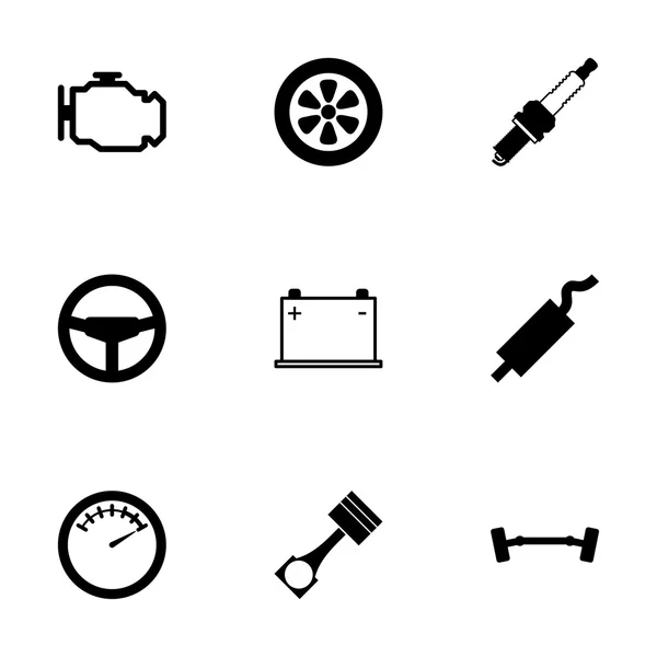 Vektor schwarze Autoteile Icon Set — Stockvektor