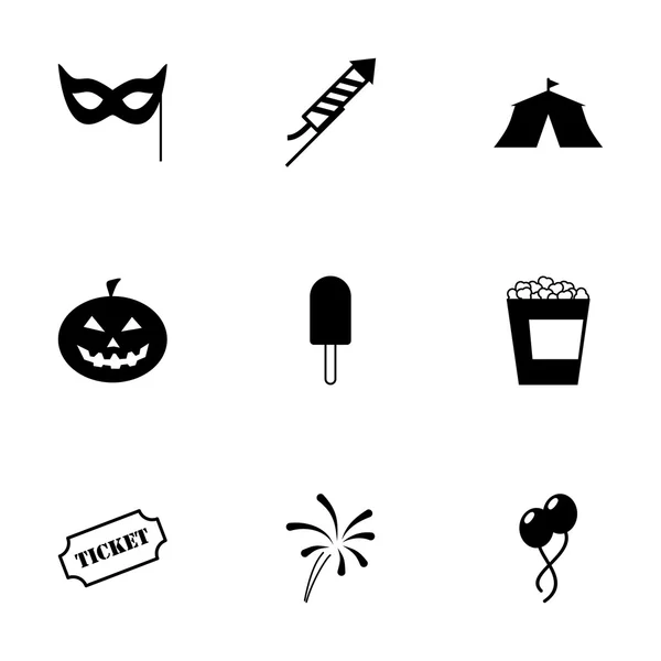 Vector black carnival icon set — Stock Vector