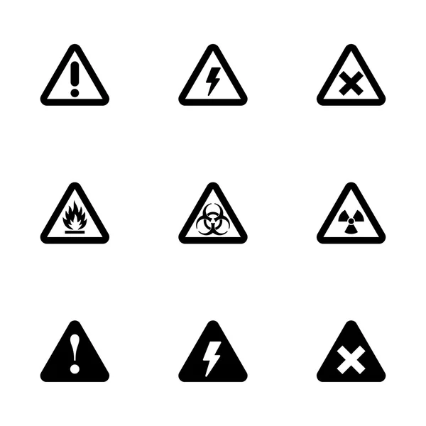Conjunto de iconos de peligro negro vector — Vector de stock