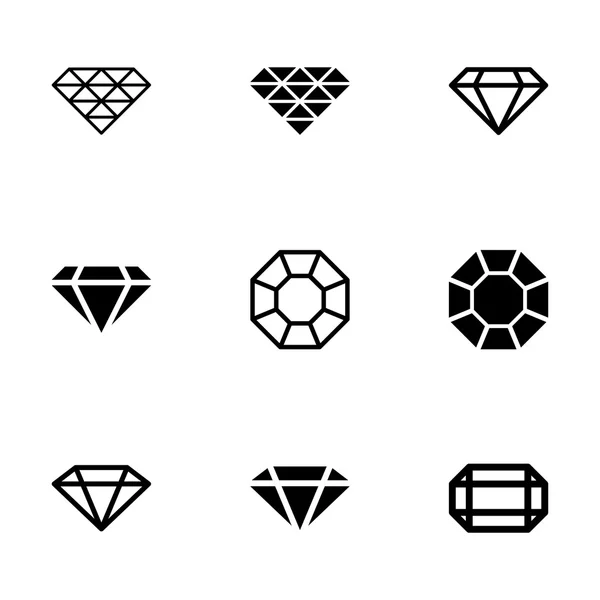 Conjunto de icono de diamante negro vector — Vector de stock