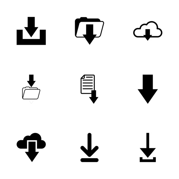 Ensemble d'icônes de téléchargement vectoriel noir — Image vectorielle